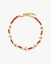 Savi Seed Pearl Beaded Bracelet | Red Quartz & Pearl