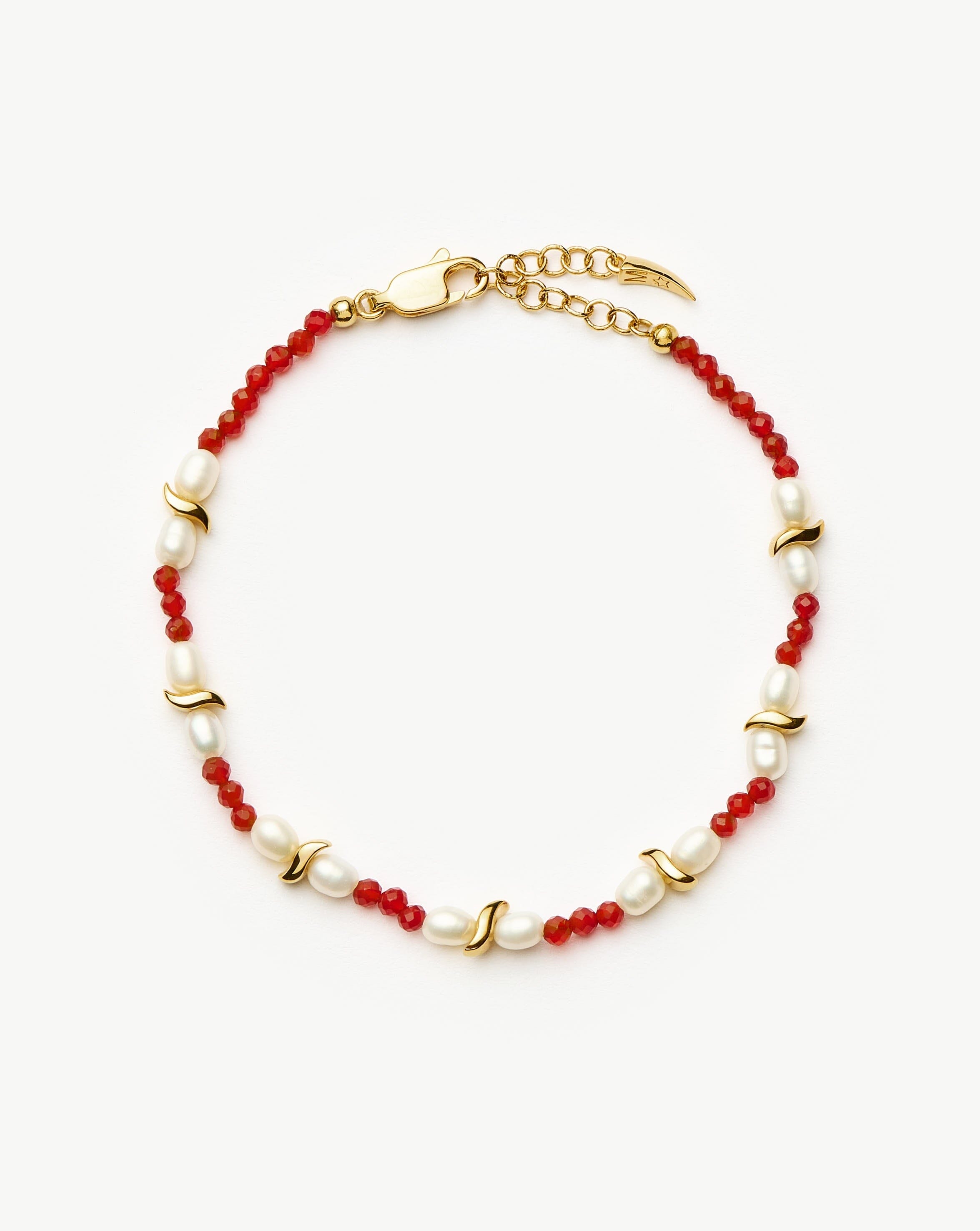 Savi Seed Pearl Beaded Bracelet | Red Quartz & Pearl