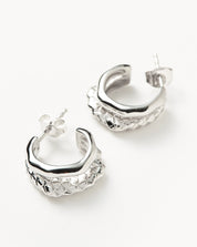 Serpent Textured Double Mini Hoop Earrings | Sterling Silver