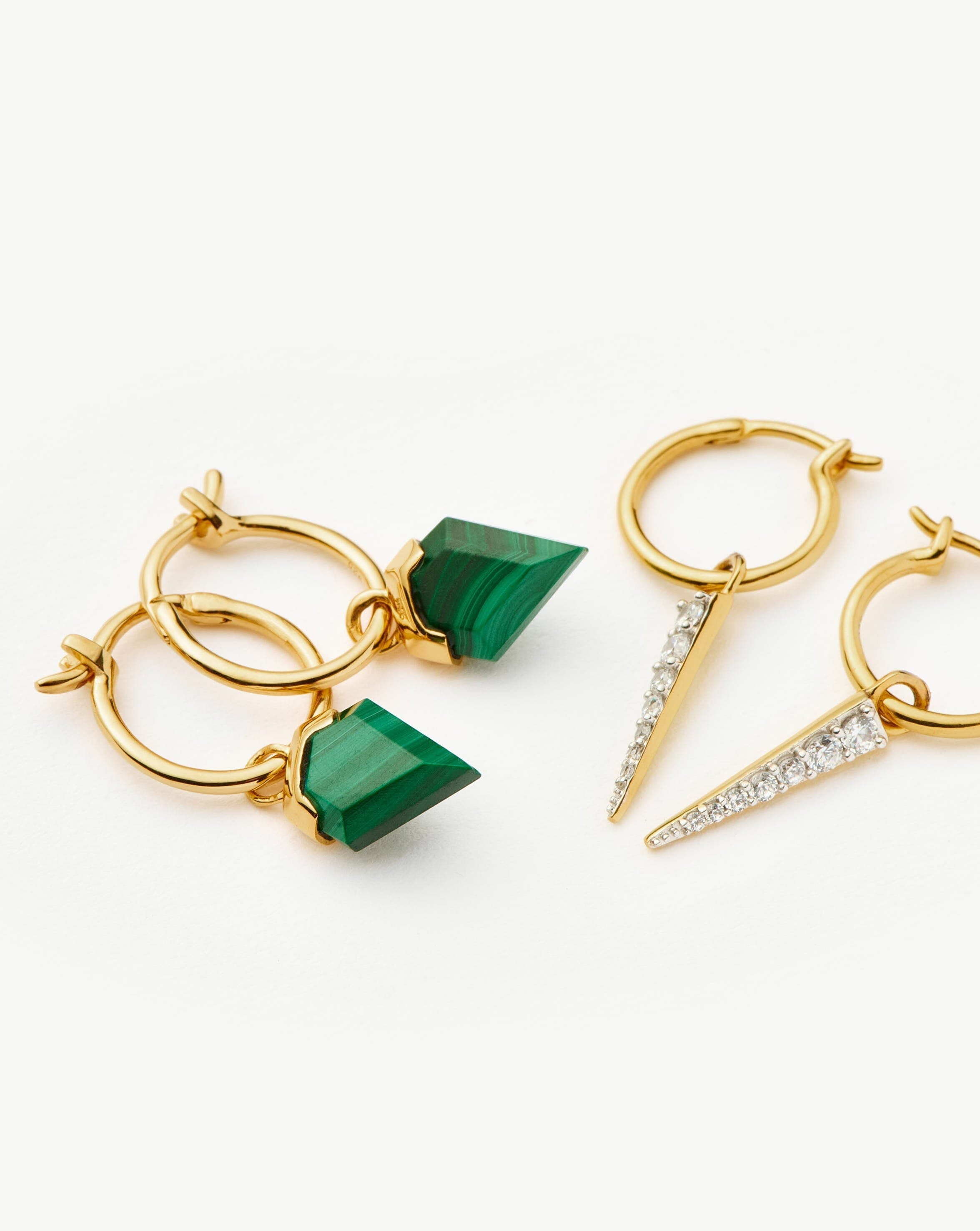 Shield & Spike Charm Hoop Earrings Set | 18k Gold Vermeil