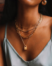 Small Ridge Padlock Necklace | 18k Gold Plated