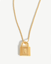 Small Ridge Padlock Necklace | 18k Gold Plated