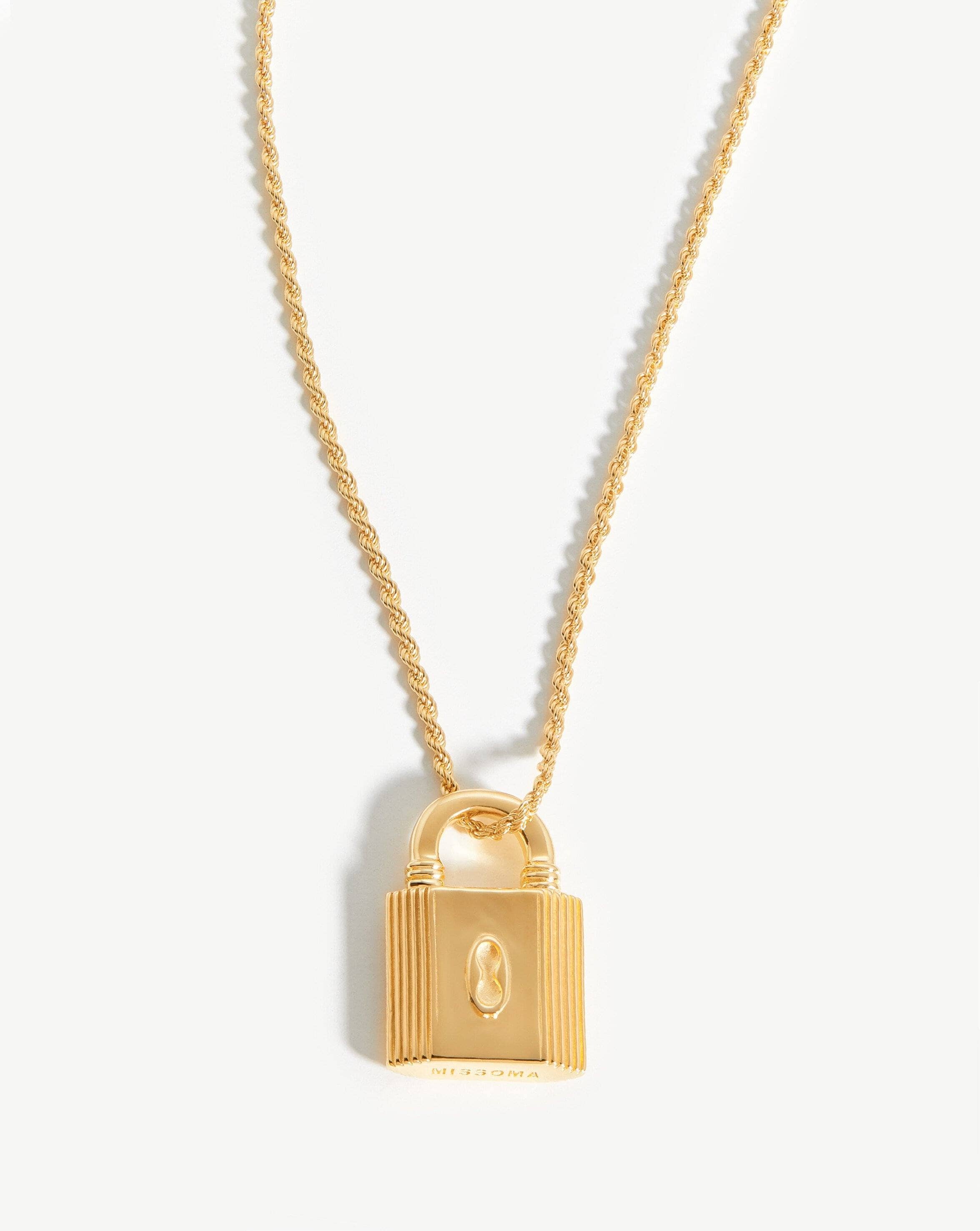 Small Ridge Padlock Necklace | 18k Gold Plated