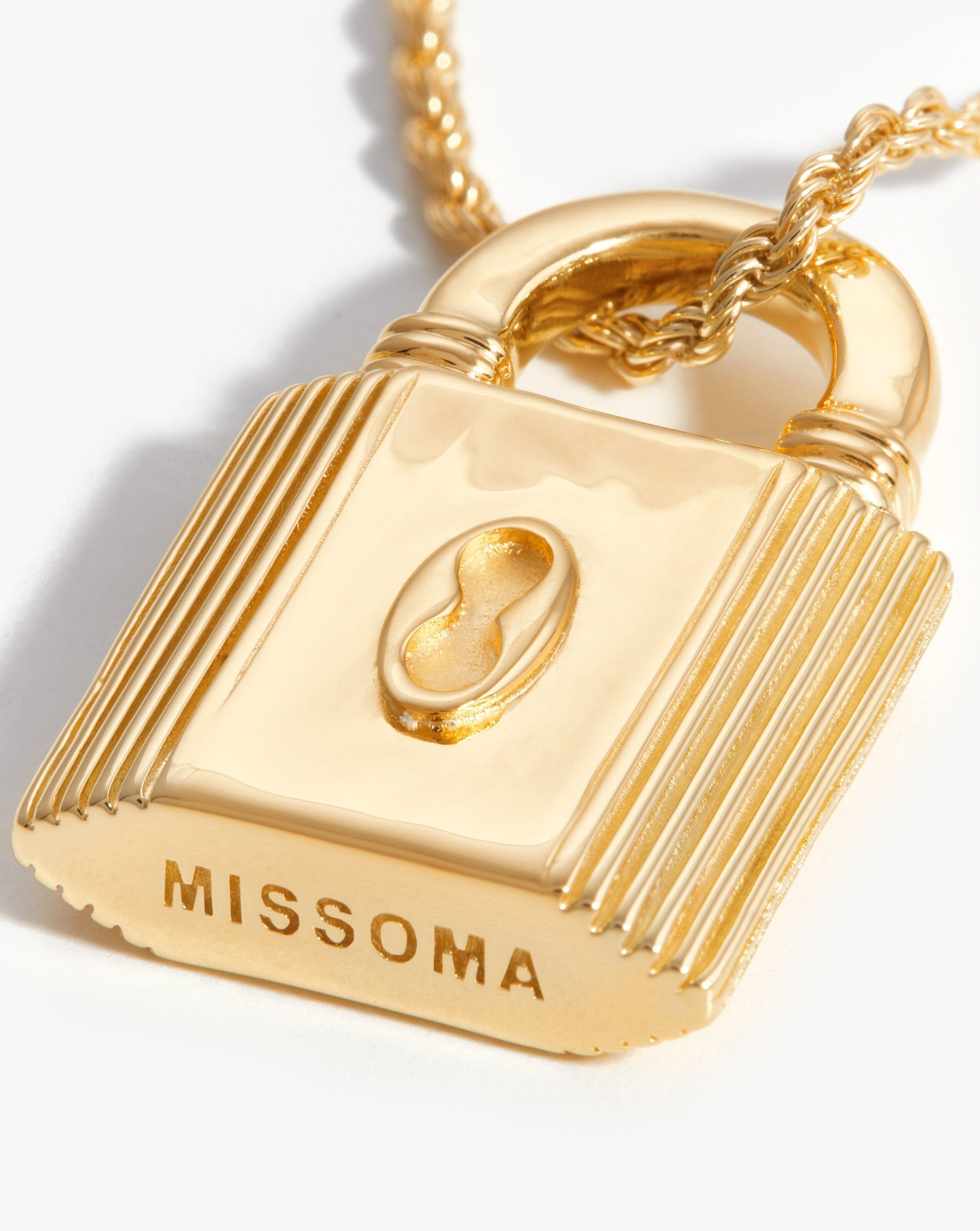 Small Ridge Padlock Necklace | 18k Gold Plated