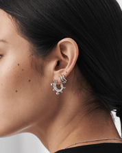 Small Sphere Hoop Earrings | Silver Plated