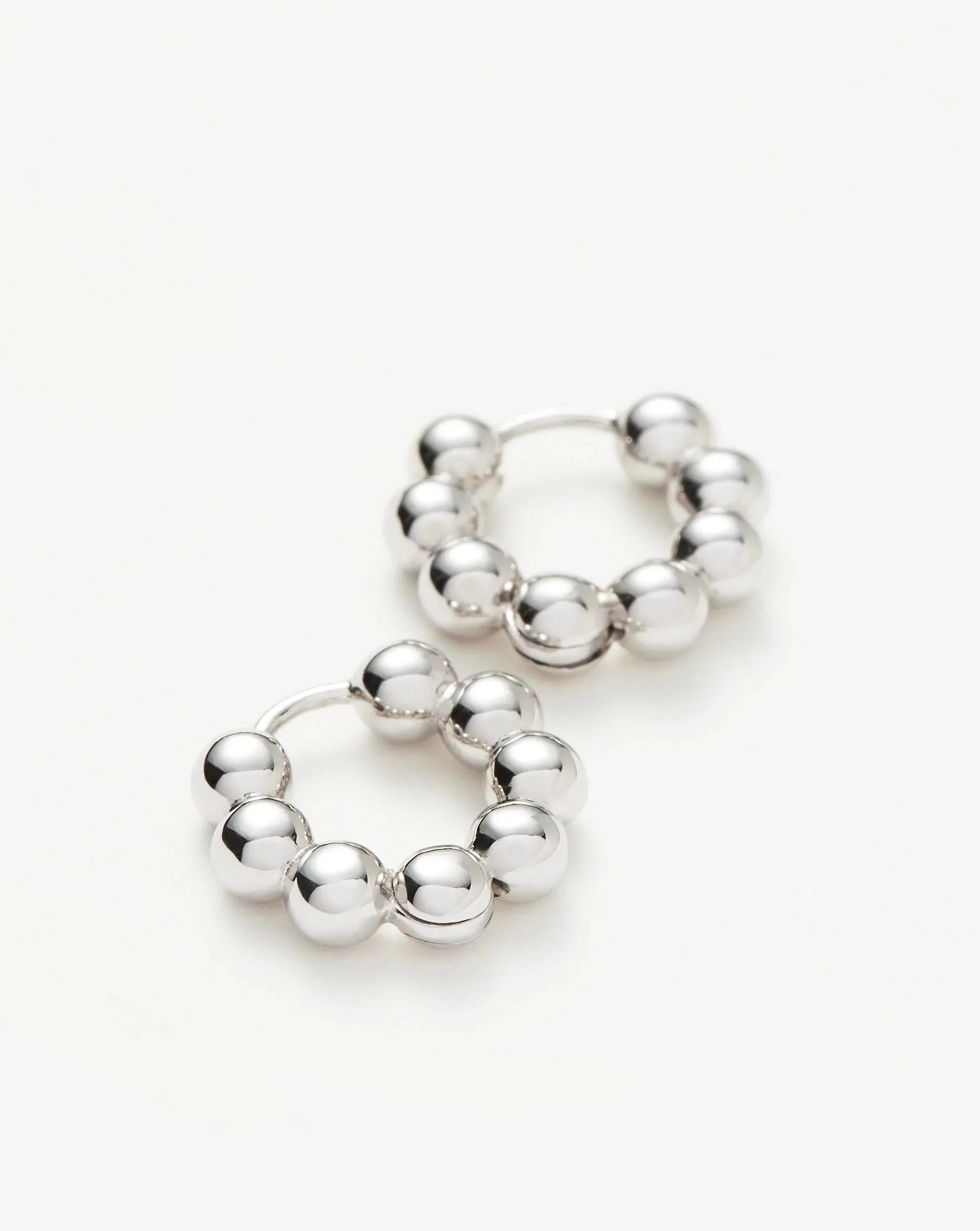 Sphere Beaded Huggies | Sterling Silver