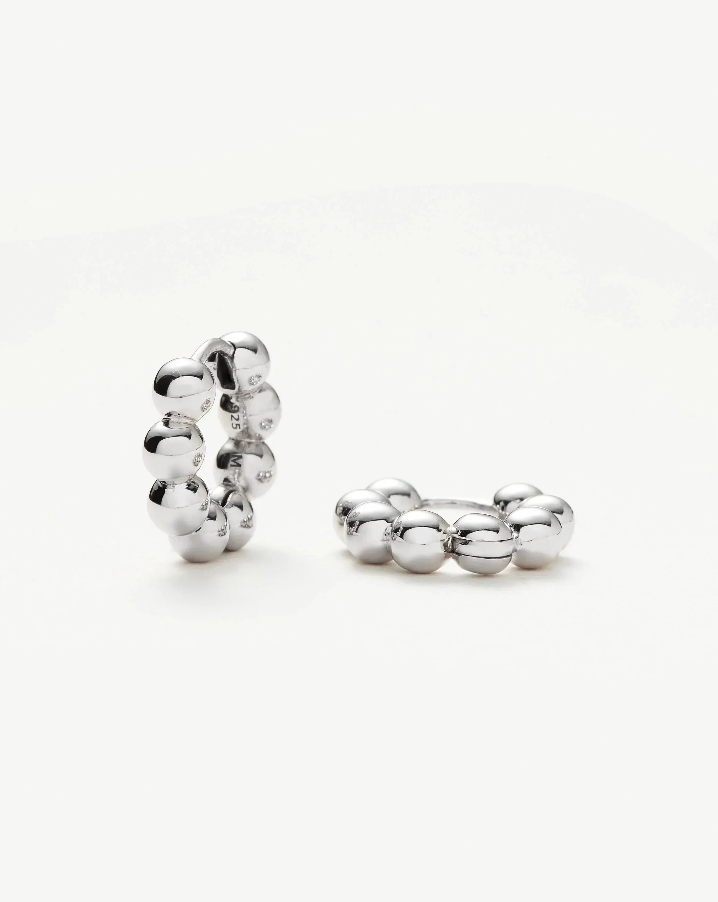 Sphere Beaded Huggies | Sterling Silver