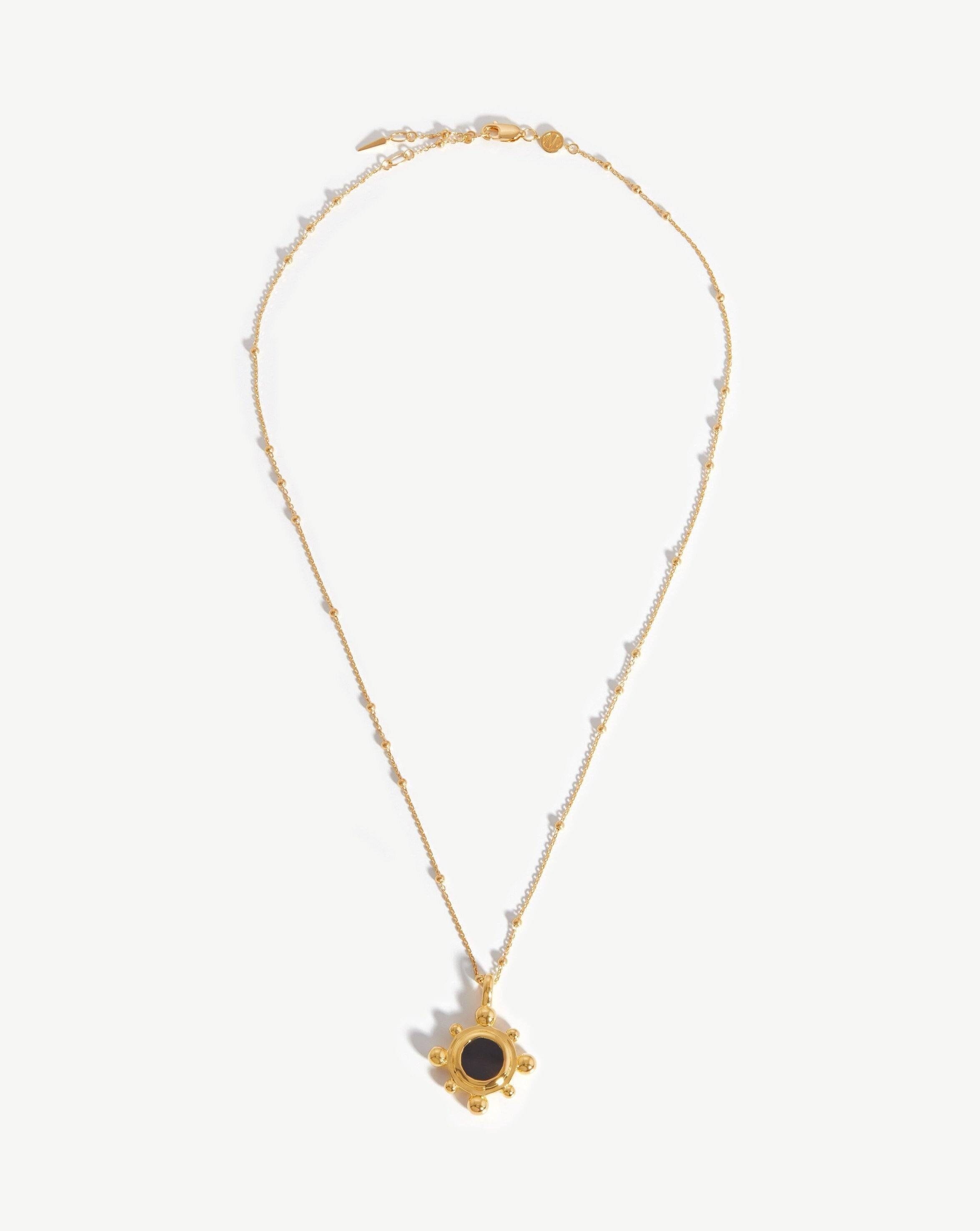 Sphere Round Pendant Necklace | 18k Gold Plated/Black Onyx