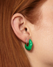 Squiggle Chubby Two Tone Enamel Hoop Earrings