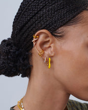 Squiggle Curve Two Tone Enamel Small Hoop Earrings