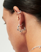 Squiggle Medium Hoop Earrings | Sterling Silver