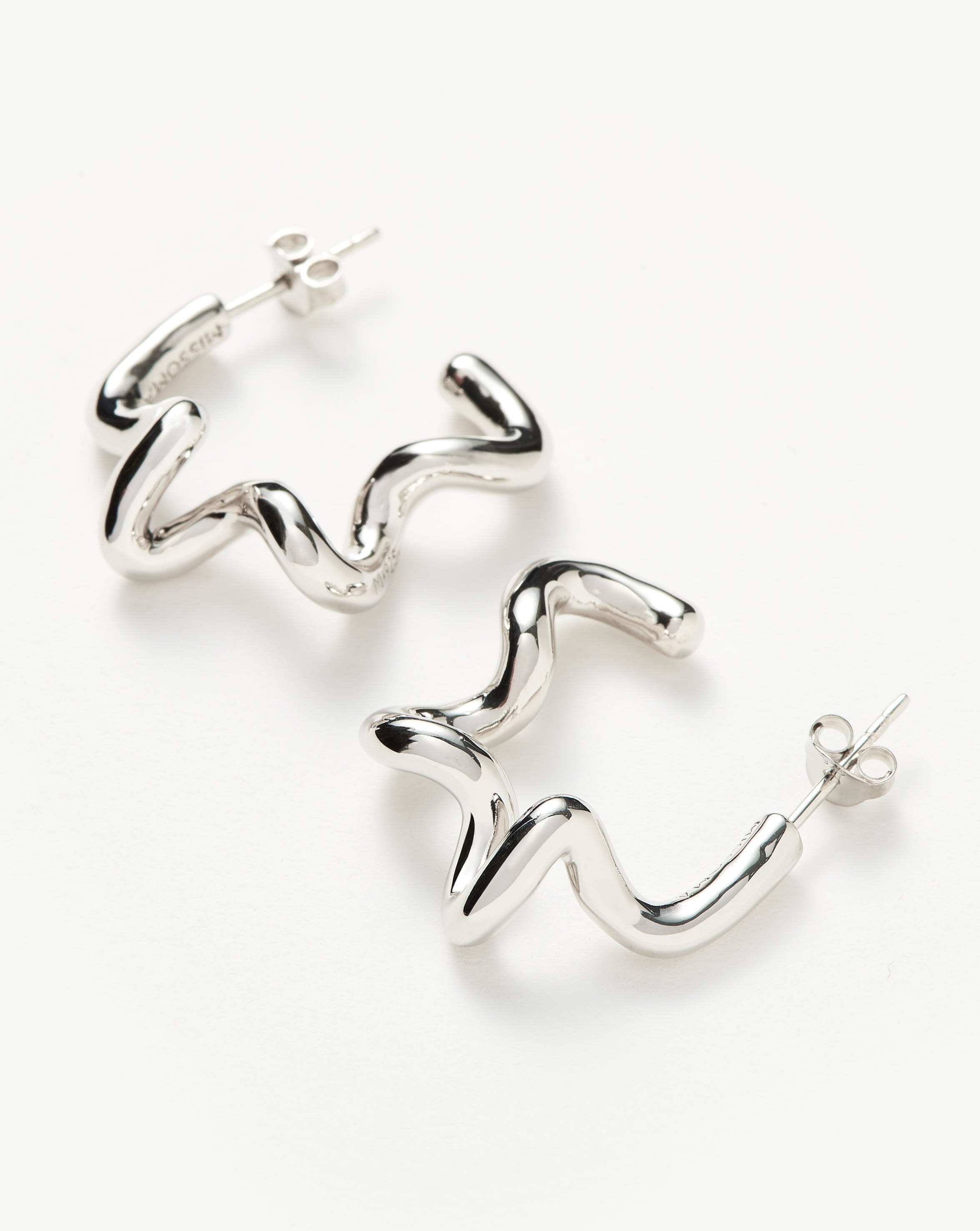 Squiggle Medium Hoop Earrings | Sterling Silver