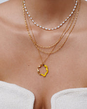 Squiggle Two Tone Enamel Pendant Necklace | 18k Gold Vermeil/Lemon Yellow