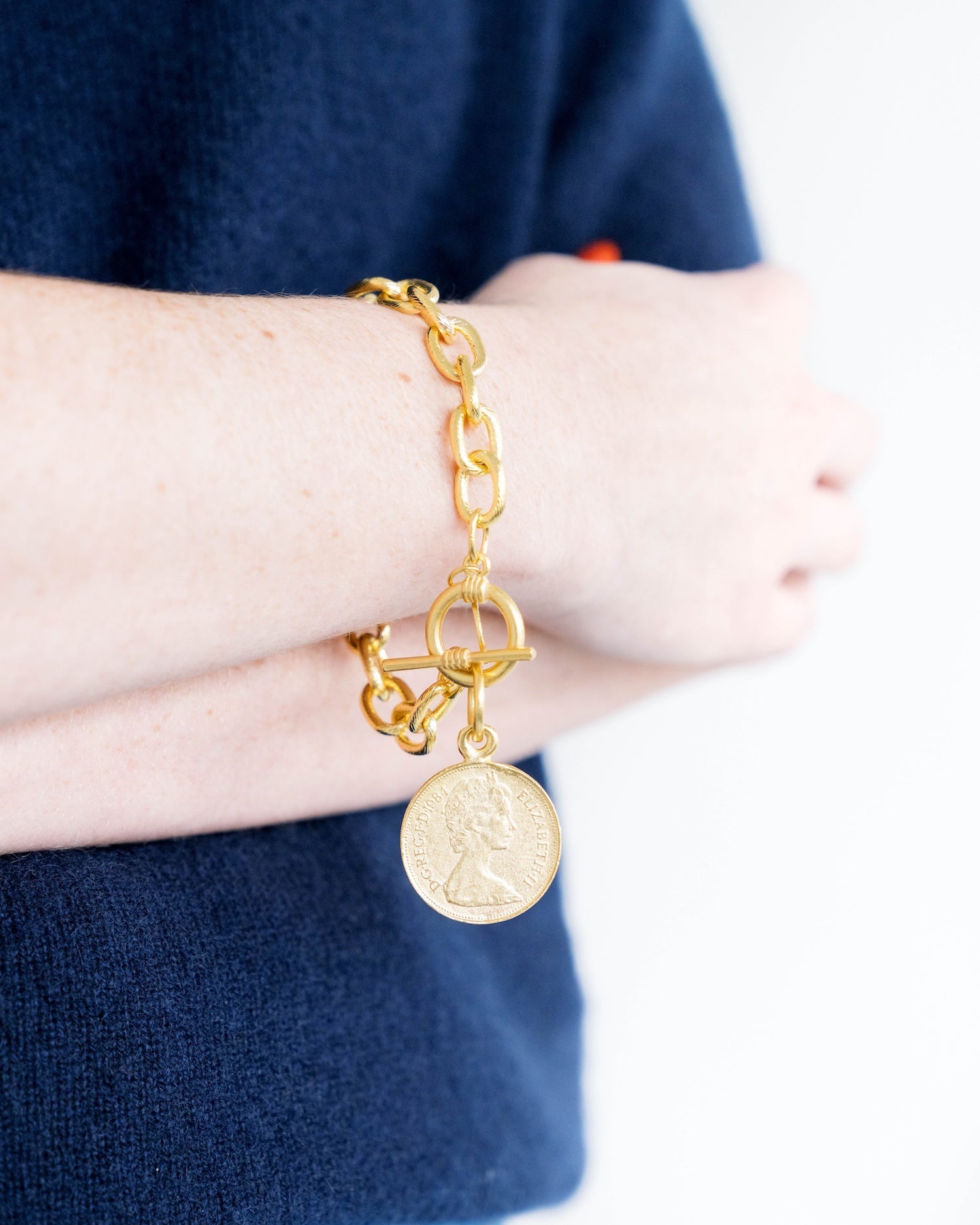 Queen Elizabeth II Coin Chain Bracelet