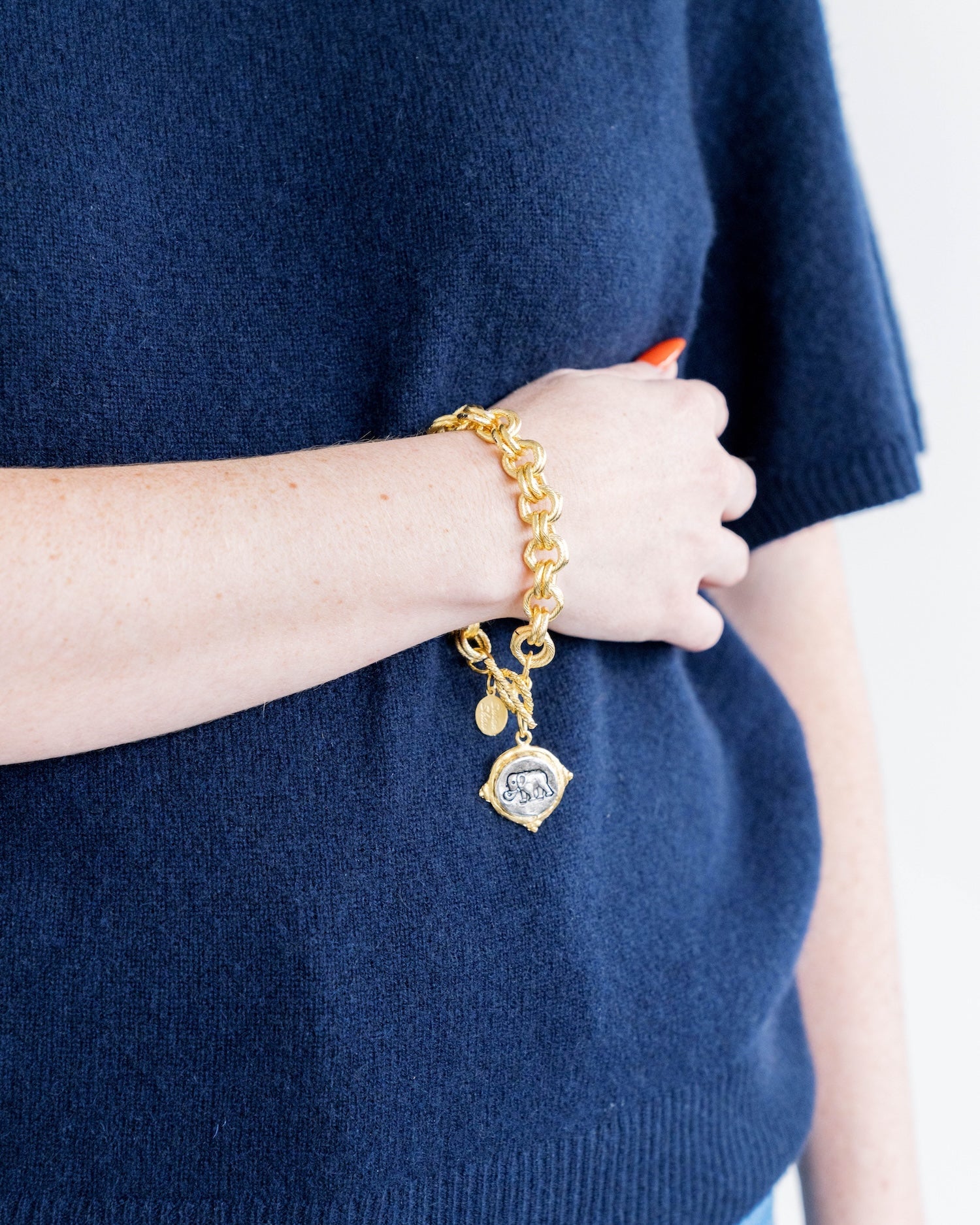 Mixed Metal Elephant Intaglio Bracelet