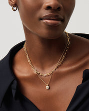 Star Ridge & Paperclip Chain Necklace Set | 18k Gold Vermeil Cubic Zirconia