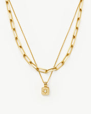 Star Ridge & Paperclip Chain Necklace Set | 18k Gold Vermeil Cubic Zirconia