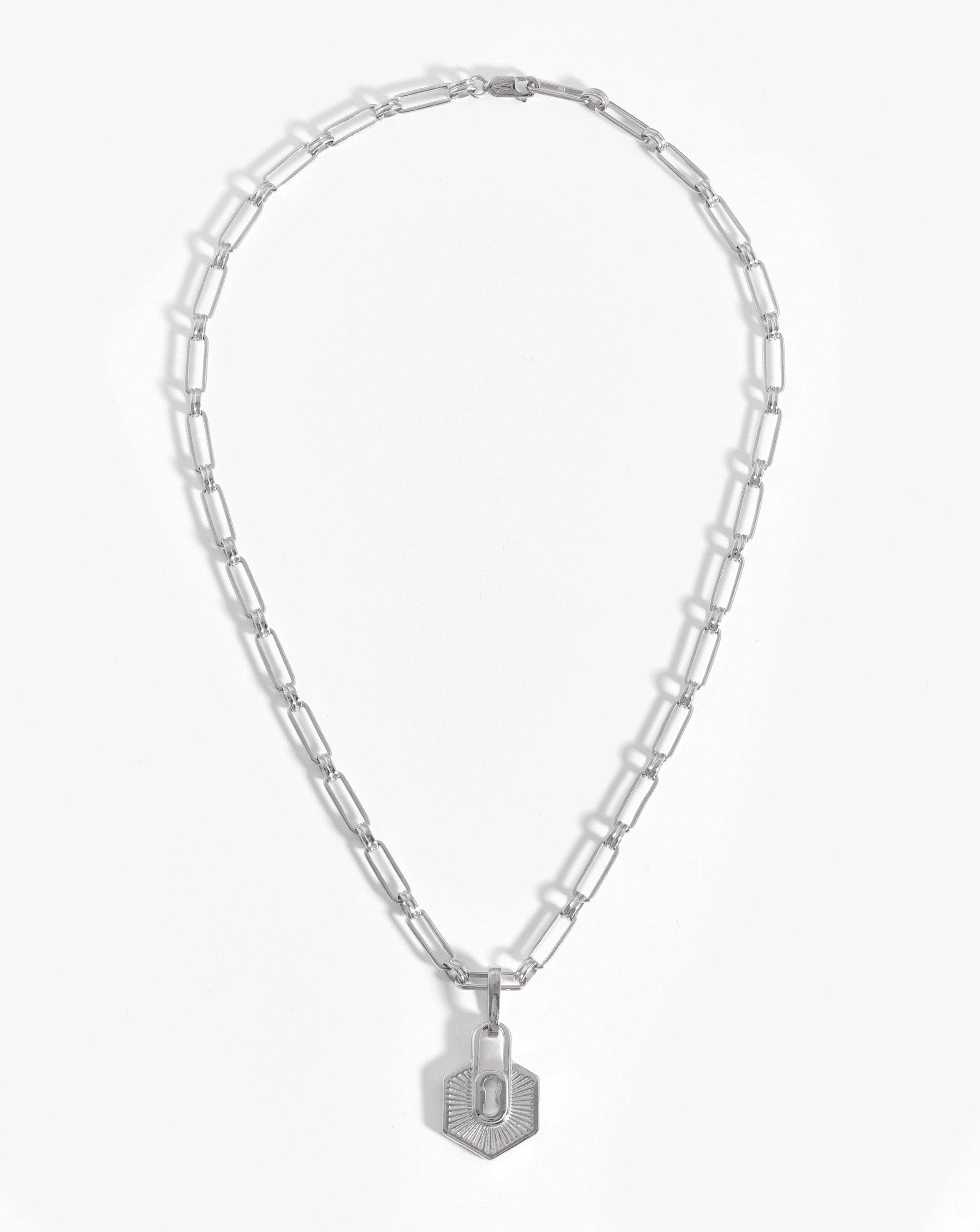 Textured Padlock Chain Necklace