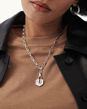 Textured Padlock Chain Necklace