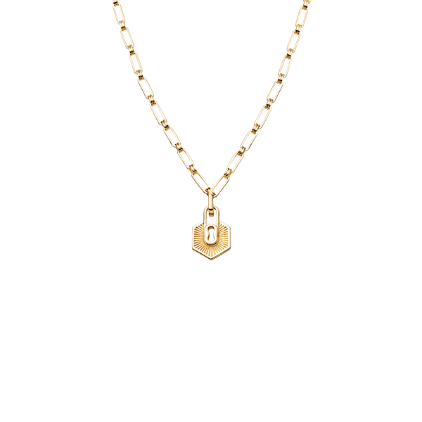 Textured Padlock Chain Necklace