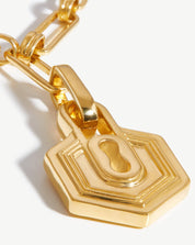 Textured Padlock Chain Necklace