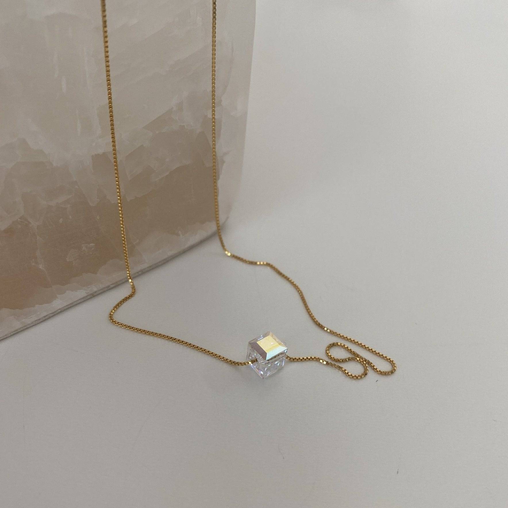 Swarovski Cube Crystal Necklace