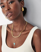 Triangle Pendant Chain Necklace | 18k Gold Plated/Amazonite