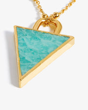 Triangle Pendant Chain Necklace | 18k Gold Plated/Amazonite