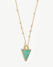 Triangle Pendant Chain Necklace | 18k Gold Plated/Amazonite