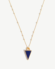 Triangle Pendant Chain Necklace | 18k Gold Plated/Lapis