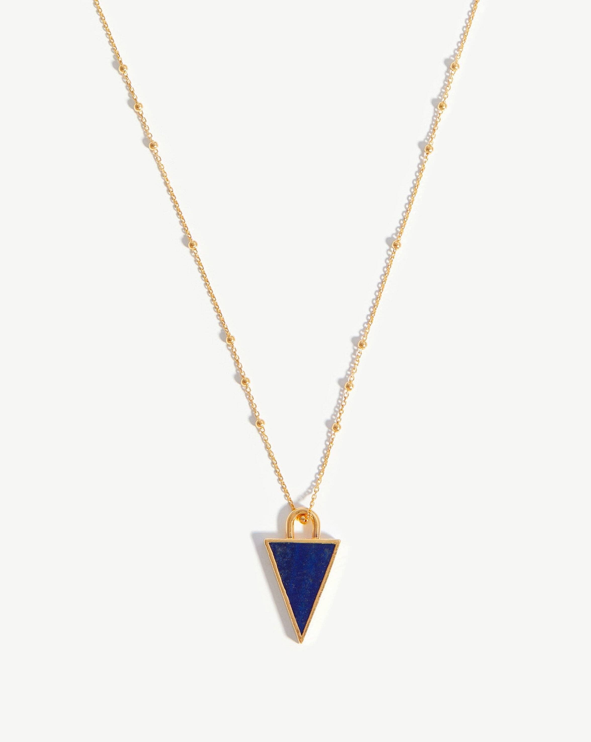 Triangle Pendant Chain Necklace | 18k Gold Plated/Lapis