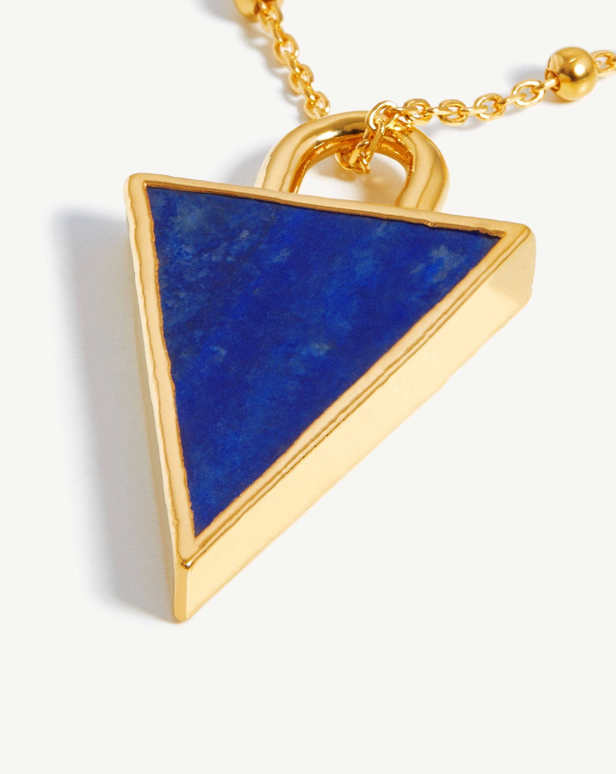 Triangle Pendant Chain Necklace | 18k Gold Plated/Lapis