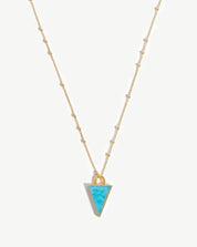 Triangle Pendant Chain Necklace | 18k Gold Plated/Turquoise