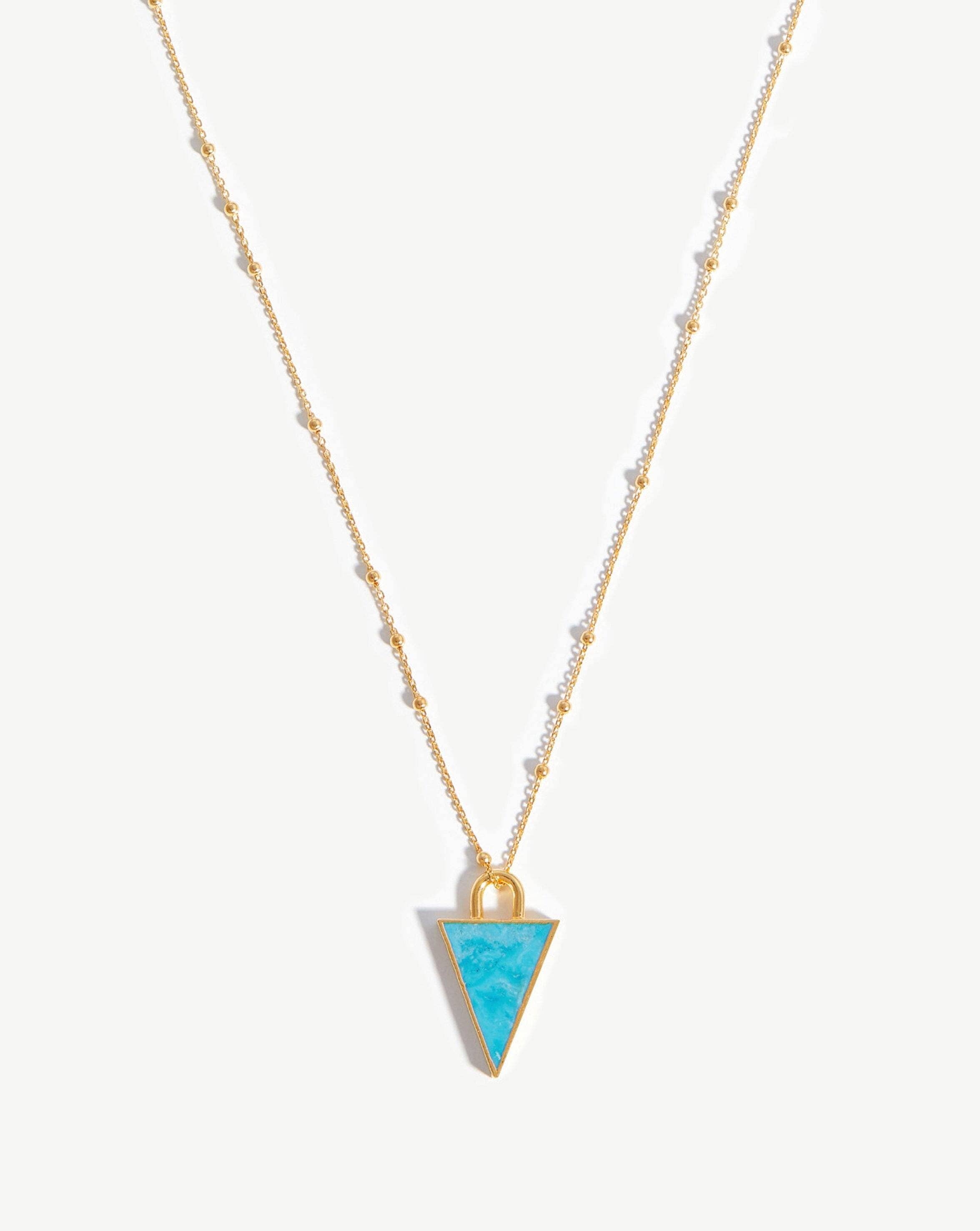 Triangle Pendant Chain Necklace | 18k Gold Plated/Turquoise