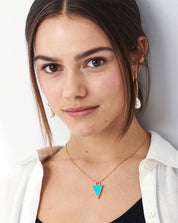 Triangle Pendant Chain Necklace | 18k Gold Plated/Turquoise