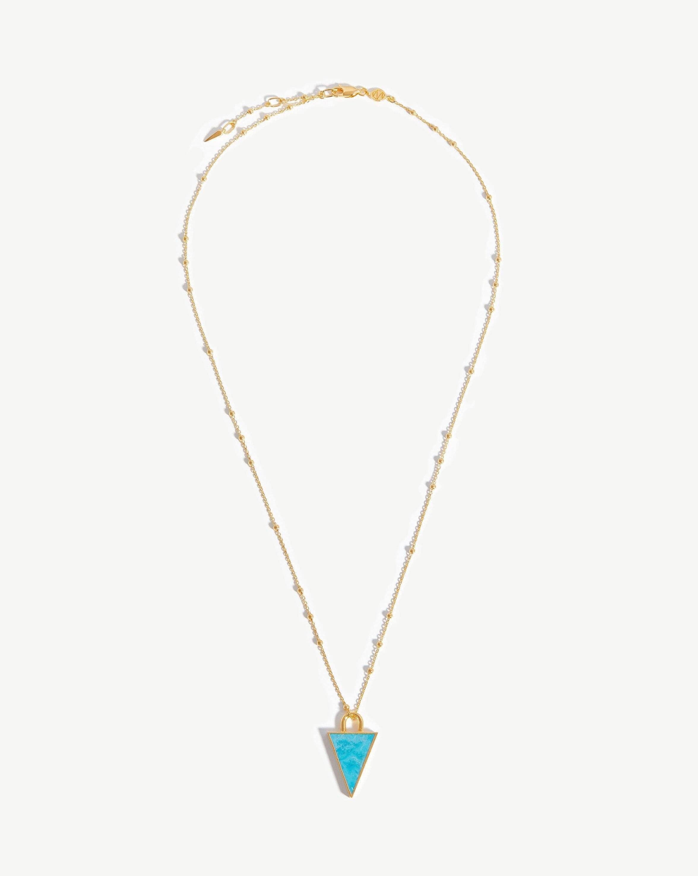 Triangle Pendant Chain Necklace | 18k Gold Plated/Turquoise