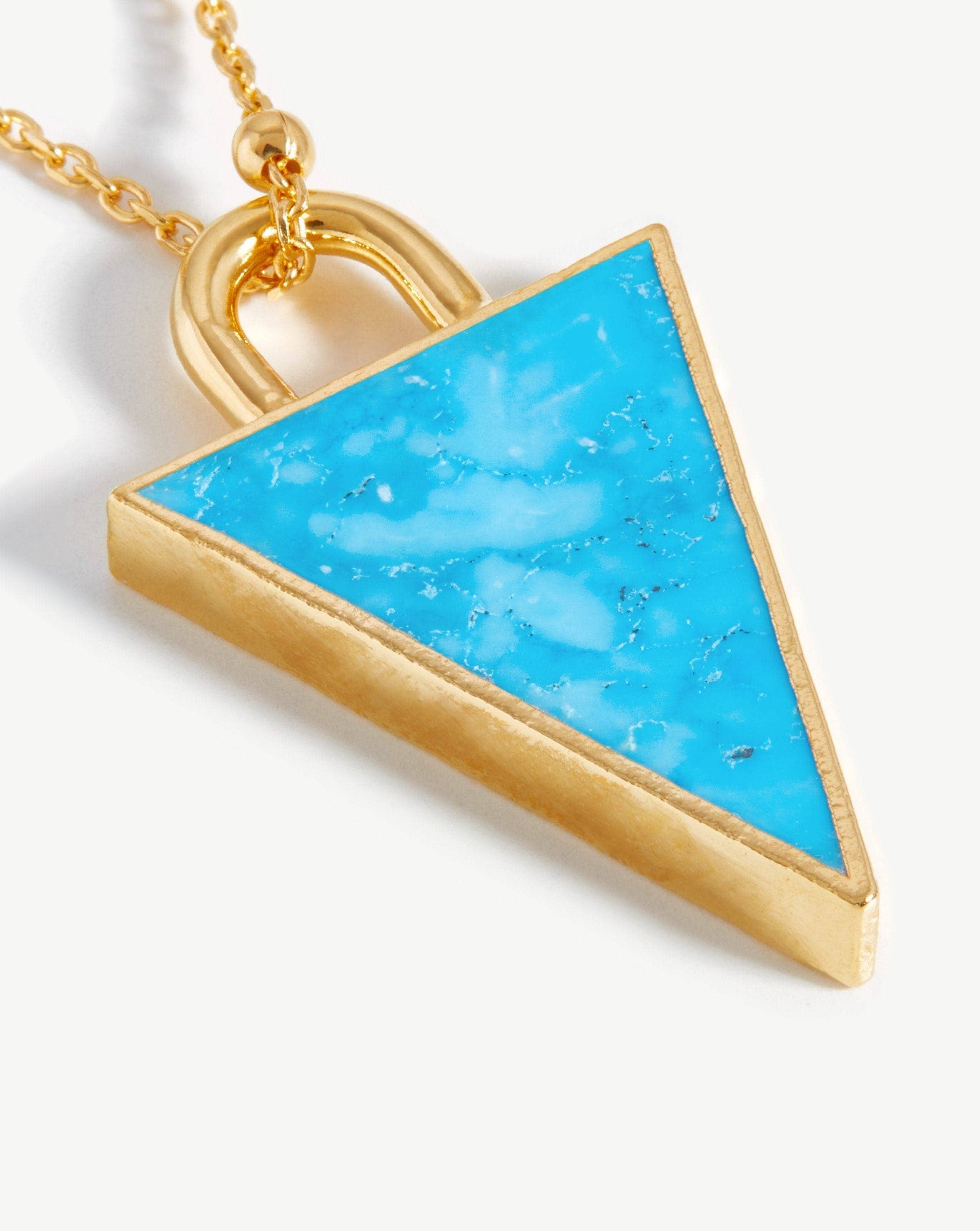 Triangle Pendant Chain Necklace | 18k Gold Plated/Turquoise