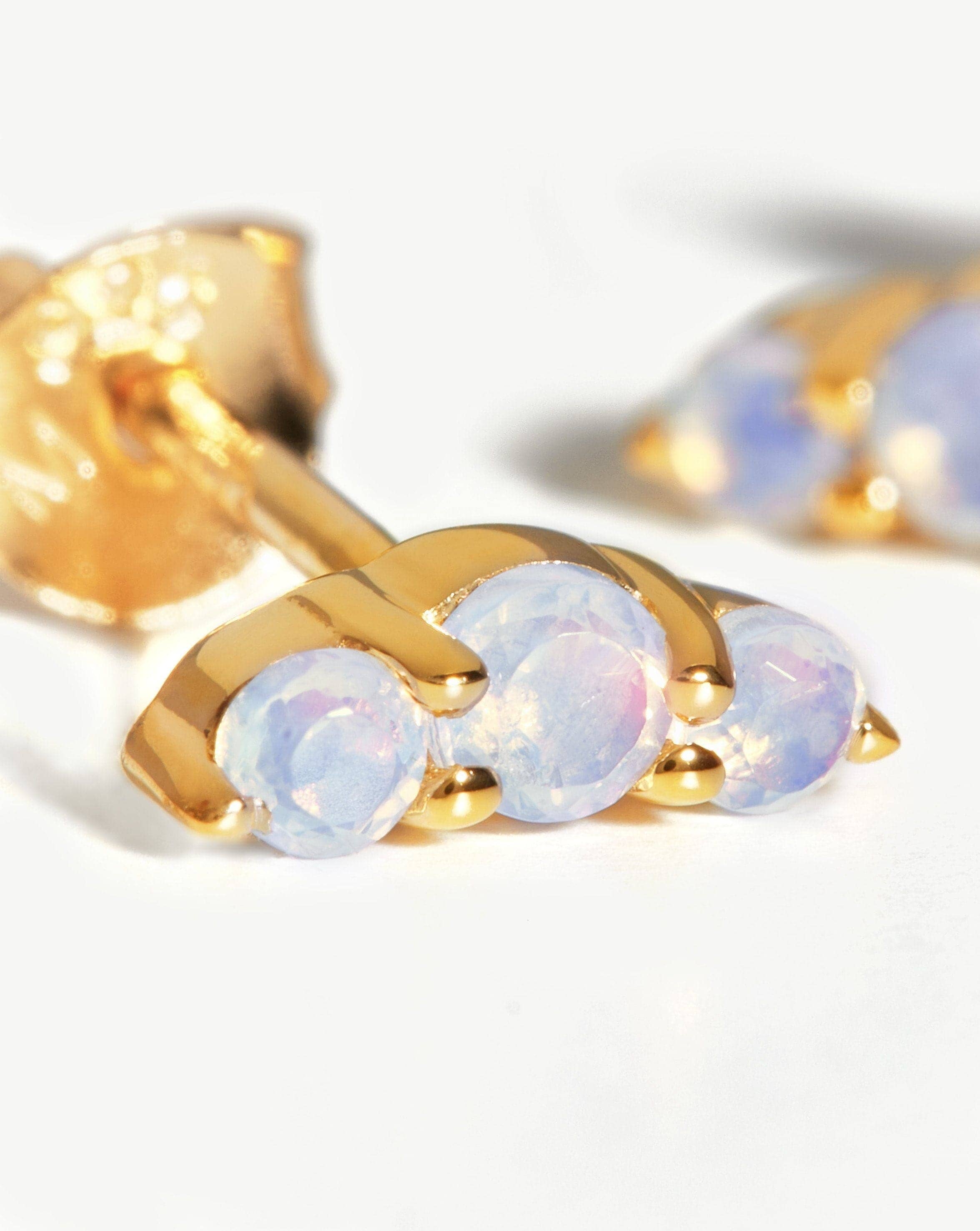 Trio Stud Earrings | 18k Gold Vermeil/Opalite