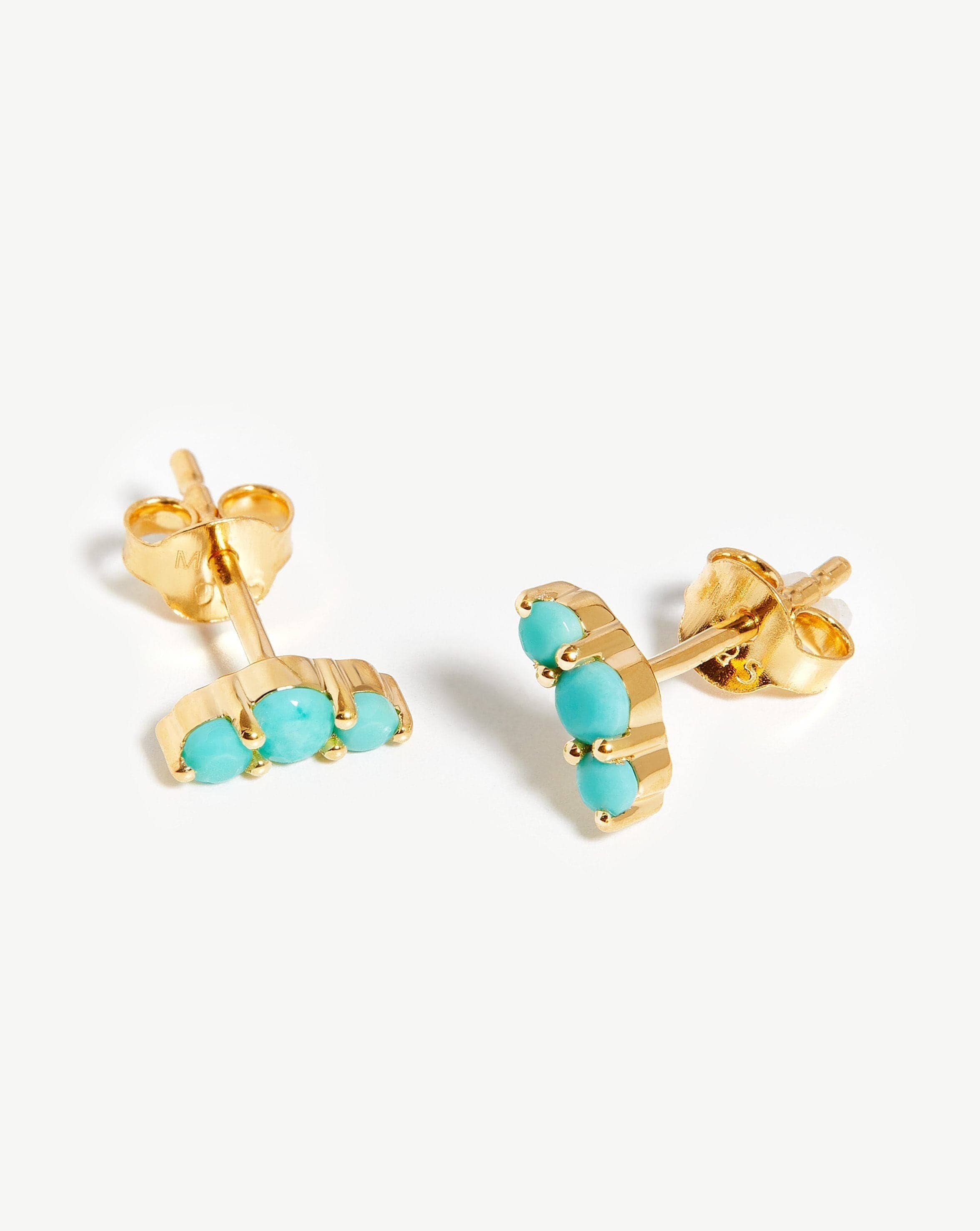 Trio Stud Earrings | 18k Gold Vermeil/Turquoise