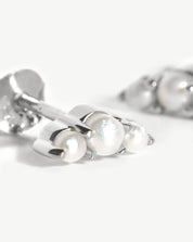 Trio Stud Earrings | Sterling Silver/Pearl