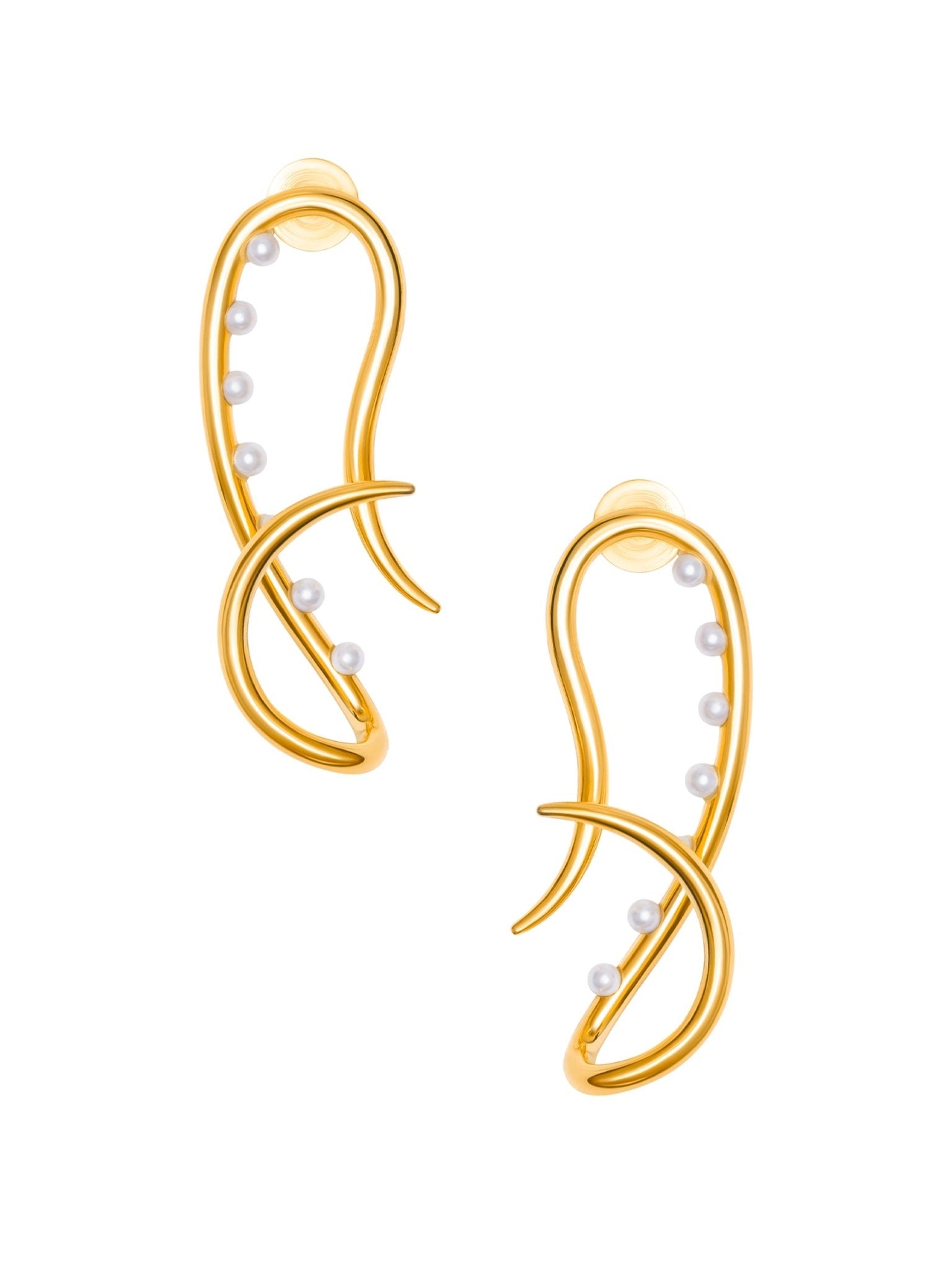 Twist Link Earrings with Pearls