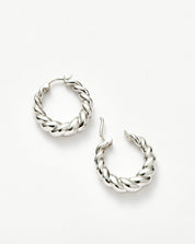 Twisted Tidal Medium Hoop Earrings | Rhodium Plating on Brass