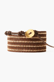 Gold Hematine Wrap Bracelet Brown