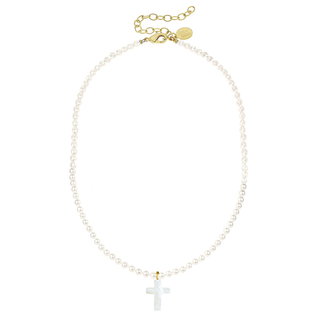 Alys Pearl Cross Necklace