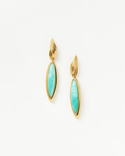 Wavy Ridge Gemstone Double Drop Earrings