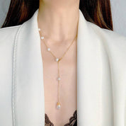 One Side Pearl Long Y Shape Necklace