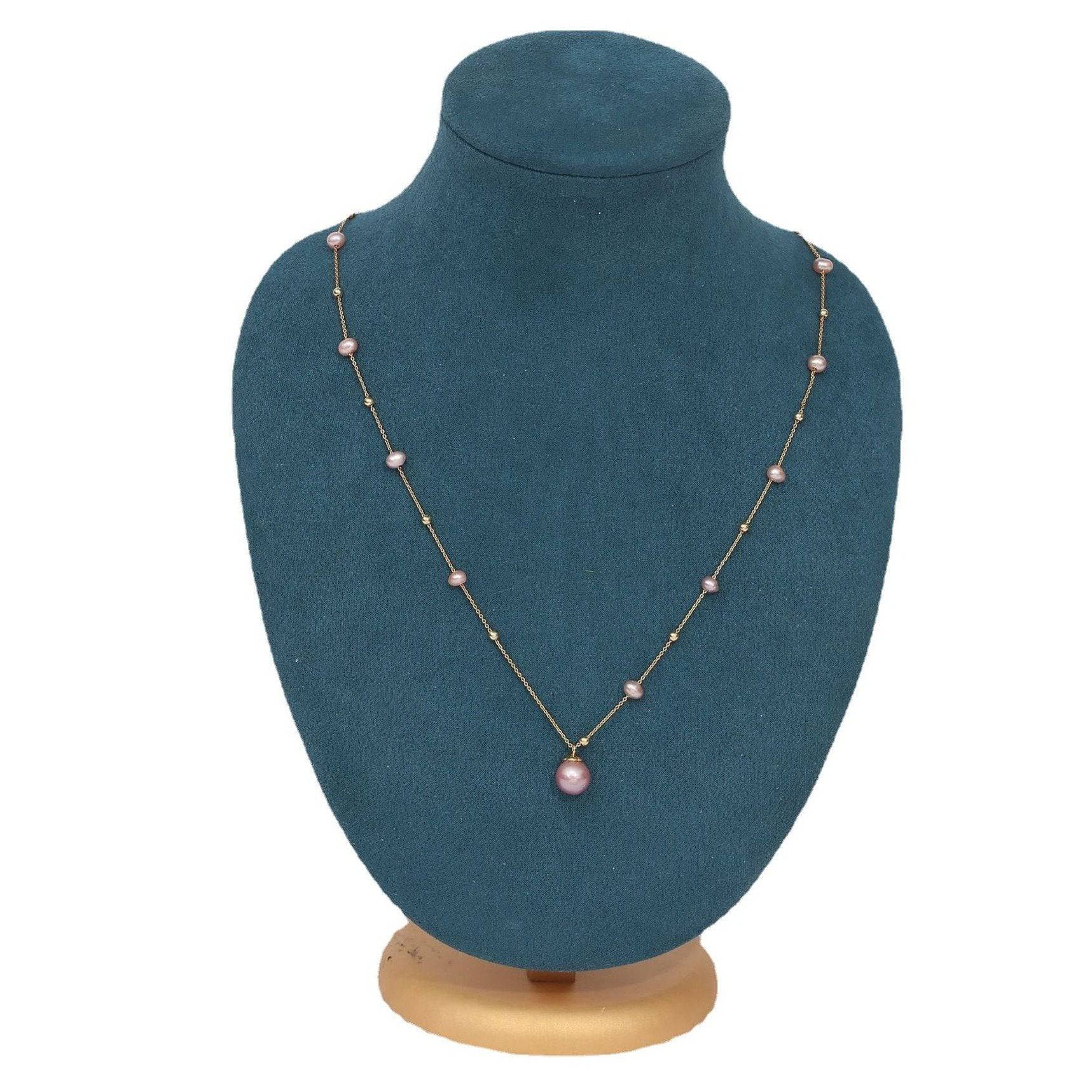 Pearl Teardrop Pendant Beaded Necklace