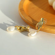 Finger Pearl Gold Earrings